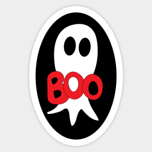 Cute Halloween ghost cartoon with BOO text Sticker